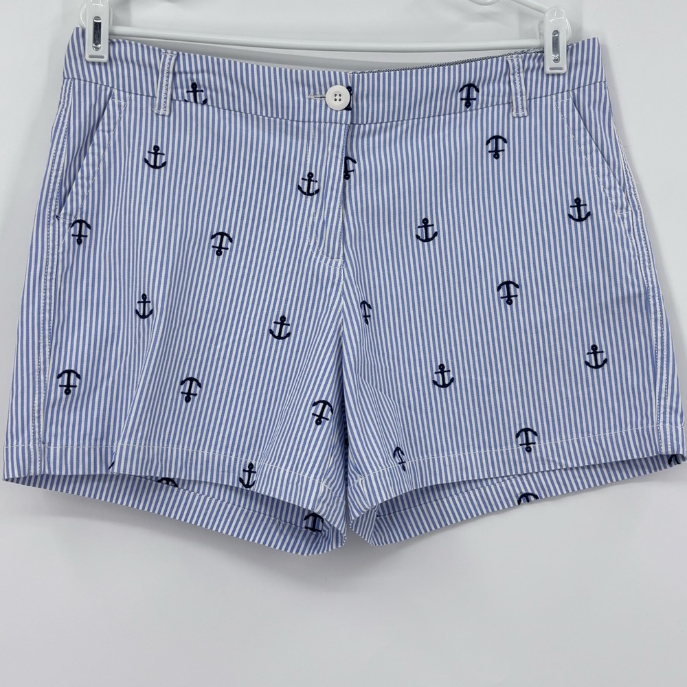 Crown & Ivy Blue Striped Anchor Shorts